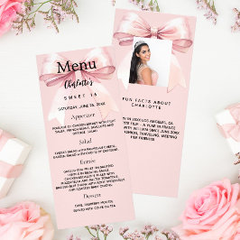 ピンクボウ写真おもしろいファクト誕生日メニューカード ラックカード