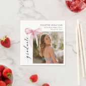 ピンクボウ写真卒業パーティー スタンダードカクテルナプキン (インサイチュ)