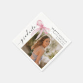 ピンクボウ写真卒業パーティー スタンダードカクテルナプキン (角)
