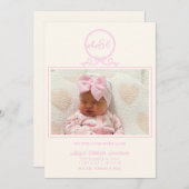 ピンクボウ写真誕生のお知らせ 招待状 (正面/裏面)