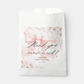 ピンクボウ冬の赤ちゃんシャワーありがとう フェイバーバッグ (正面)