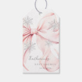 ピンクボウ冬テーマベビーシャワー ギフトタグ (正面)
