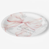 ピンクボウ冬ベビーシャワーパーティー紙プレート ペーパープレート (アングル)