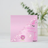 ピンクボウ動物園の動物の誕生日パーティーへの招待 招待状 (スタンド正面)