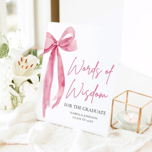 ピンクボウ卒業パーティーアドバイスの英知の言葉 台座サイン