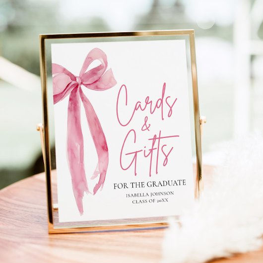 ピンクボウ卒業パーティー卒業カード・ギフト ポスター