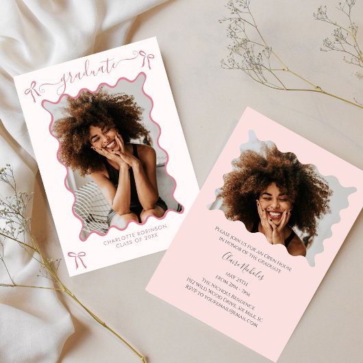 ピンクボウ卒業パーティー招待状 招待状