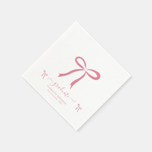ピンクボウ卒業パーティー スタンダードカクテルナプキン (角)