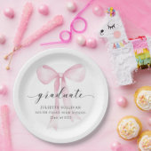 ピンクボウ卒業パーティー ペーパープレート (パーティー)