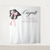 ピンクボウ卒業記念写真背景 タペストリー (正面)