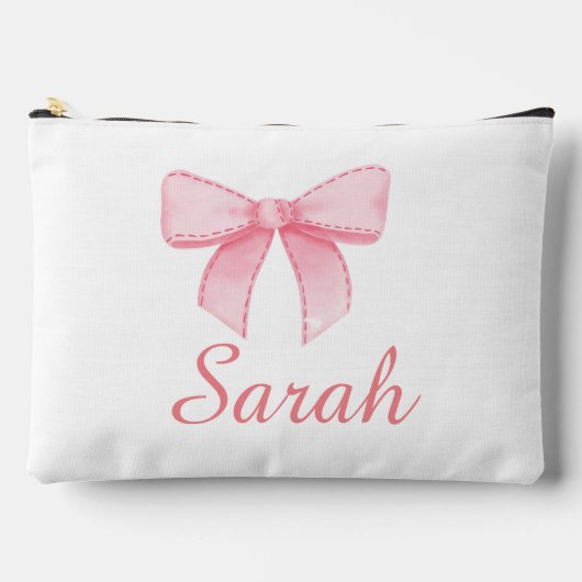 ピンクボウ名トートバチェロレッテブライデスメイドギフト アクセサリーポーチ (正面)