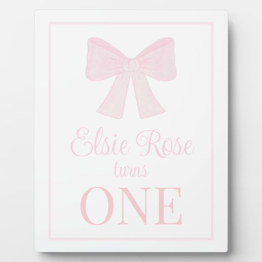 ピンクボウ名門私立校風のグランミレニアルファースト誕生日 フォトプラーク (正面)