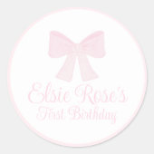 ピンクボウ名門私立校風のグランミレニアルファースト誕生日 ラウンドシール (正面)