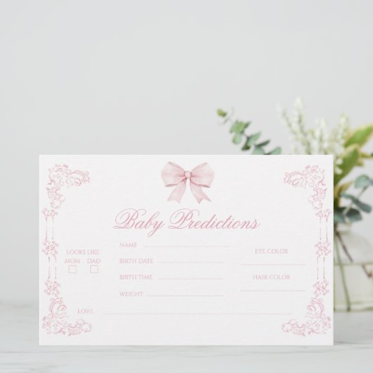 ピンクボウ名門私立校風のコケットのベビーガール予測 便箋 (スタンド正面)