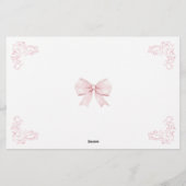 ピンクボウ名門私立校風のコケットのベビーガール予測 便箋 (裏面)