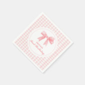 ピンクボウ名門私立校風のコケット1歳の誕生日 スタンダードカクテルナプキン (角)