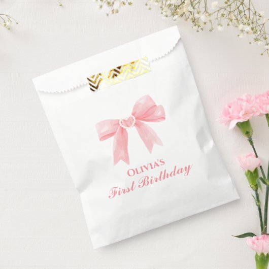 ピンクボウ名門私立校風のコケット1歳の誕生日 フェイバーバッグ (封をした状態)