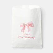 ピンクボウ名門私立校風のコケット1歳の誕生日 フェイバーバッグ (正面)