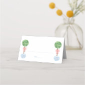 ピンクボウ名門私立校風のトピアリーガールベビーシャワーブランチPl プレイスカード (正面)