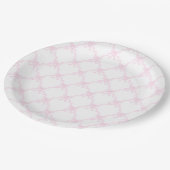 ピンクボウ名門私立校風のトレリスファースト誕生日リボン ペーパープレート (アングル)