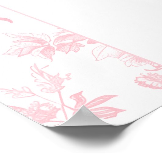 ピンクボウ名門私立校風のフローラベビーガールシャワーウェルカム ポスター (角)