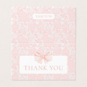 ピンクボウ名門私立校風のベビーガールシャワーサンキューカード (外部フラット)