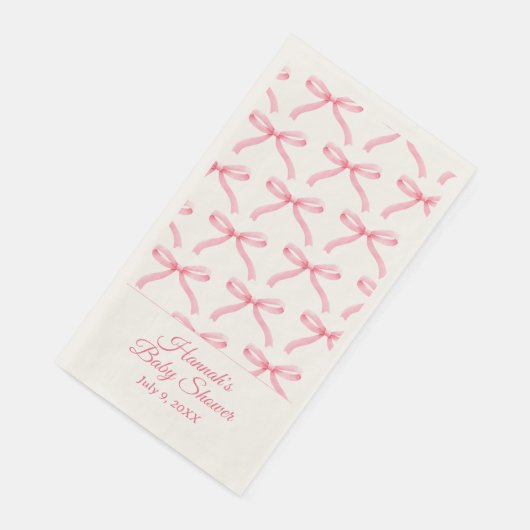 ピンクボウ名門私立校風のベビーシャワーゲストタオルナプキン (コーナー)