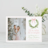 ピンクボウ名門私立校風のリースプレイドクリスマス シーズンカード (スタンド正面)