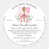 ピンクボウ器具ラベルコテージベーカリー包装 ラウンドシール (正面)