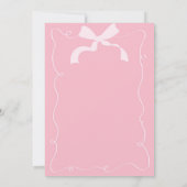 ピンクボウ図解入りの、写真付きのガールベビーシャワー招待状 招待状 (裏面)