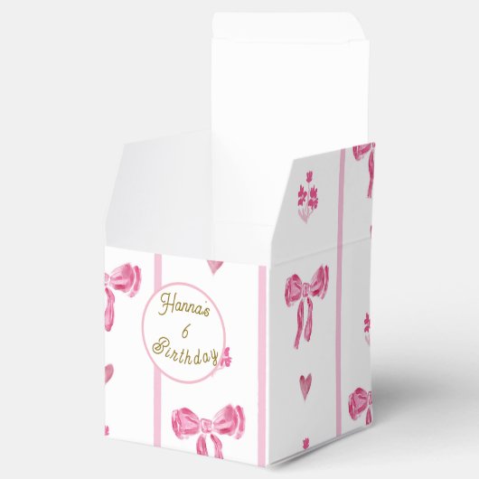 ピンクボウ垂直ストライプ – コケ名門私立校風のット誕生日 フェイバーボックス (オープン)