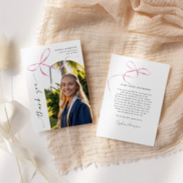 ピンクボウ垂直方向のスクリプトの卒業 サンキューカード