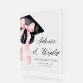 ピンクボウ大学院パーティーアドバイスとウィッシュ アクリルサイン (傾斜)