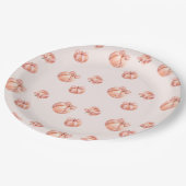 ピンクボウ女の子の赤ちゃんシャワー付きカボチャ ペーパープレート (アングル)