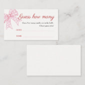 ピンクボウ女の子の赤ちゃんシャワー推測どのくらいか エンクロージャーカード (正面/裏面)
