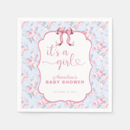 ピンクボウ女の子の赤ちゃんシャワー スタンダードカクテルナプキン