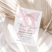 ピンクボウ女の子の赤ちゃんシャワー 招待状