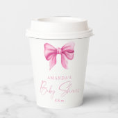 ピンクボウ女の子の赤ちゃんシャワー 紙コップ (裏面)