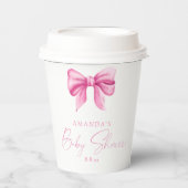 ピンクボウ女の子の赤ちゃんシャワー 紙コップ (正面)