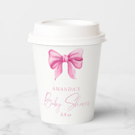 ピンクボウ女の子の赤ちゃんシャワー 紙コップ