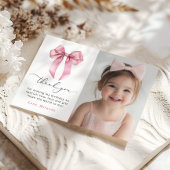 ピンクボウ女の子はただ1つの写真になりたいありがとう 招待状