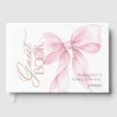 ピンクボウ女の子ベビーガールシャワー ゲストブック (正面)