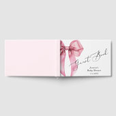 ピンクボウ女の子ベビーシャワー ゲストブック (全面)