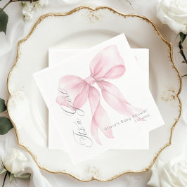 ピンクボウ女の子ベビーシャワー スタンダードカクテルナプキン