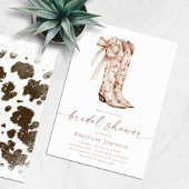 ピンクボウ女性のカーボーイブライダルシャワー 招待状