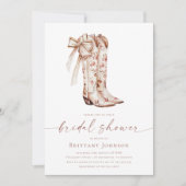 ピンクボウ女性のカーボーイブライダルシャワー 招待状 (正面)