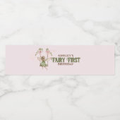 ピンクボウ妖精の最初の誕生日パーソナライズされた ペットボトルラベル (シングルラベル)