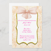 ピンクボウ婚約パーティ招待状 招待状 (正面/裏面)