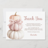 ピンクボウ小さなかぼちゃの女の子ベビーシャワー サンキューカード (正面)
