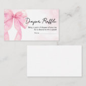 ピンクボウ小さなブーブベビーシャワーおむつラッフル エンクロージャーカード (正面/裏面)